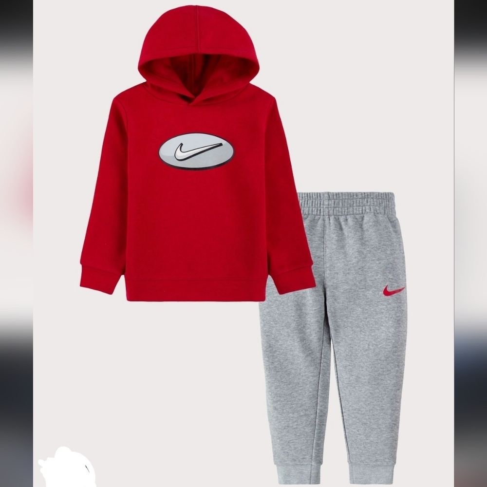 Nike Kids Red and Gray Jogger Set Size 6